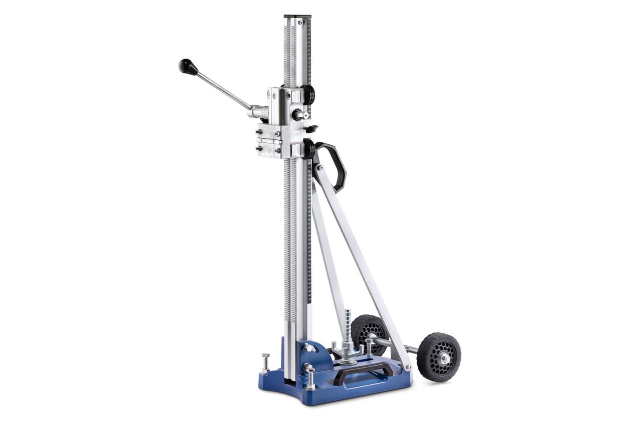 Core drill stand with universal mounting plate